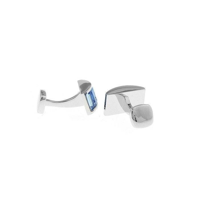 Silver Band Elvis Turquoise Blue Bar Five Crystal Staight Post Cufflinks Cuff Links Image 3