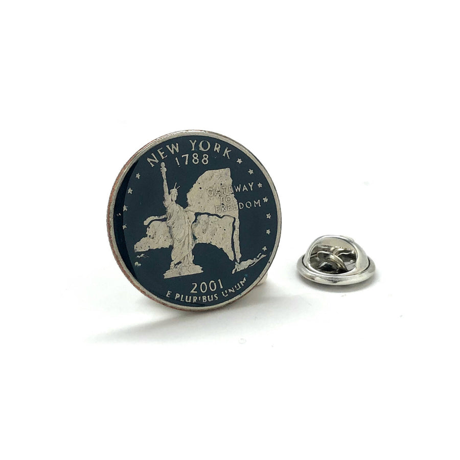 Coin Pin Hand Painted  York State Quarter Enamel Coin Lapel Pin Tie Tack Collector Pin Travel Souvenir Coin Keepsakes Image 1