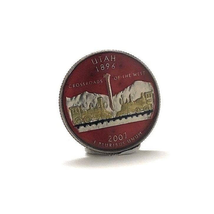 Coin Pin Hand Painted Utah State Quarters Enamel Coin Lapel Pin Tie Tack Collector Pin Travel Souvenir Coin Red Rocks Image 2