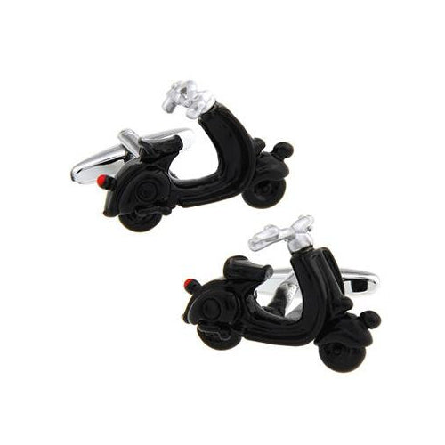 Black Scooter Cufflinks Moped Electric Scooter ride Detailed 3D Cuff Links Transportation Image 1