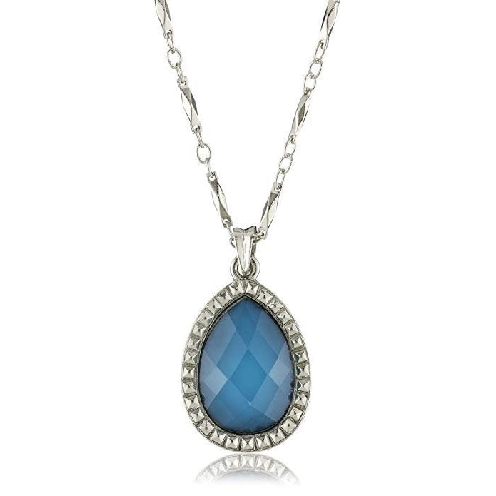 Color Blocking Statement Pendant Teardrop In Tahiti Blue Pendant Necklace Silk Road Jewelry Image 1