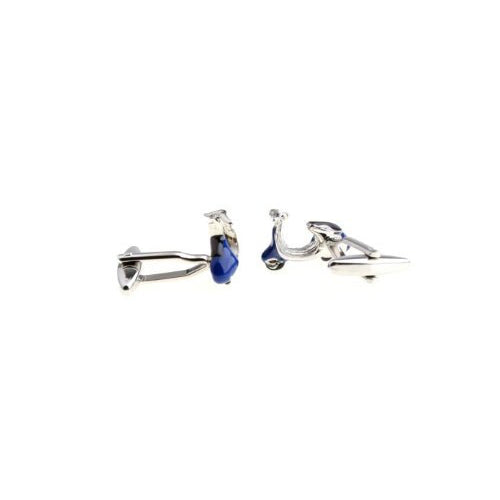 Royal Blue Scooter Scootering Cufflinks Moped Electric Cuff Links Transportation Image 3