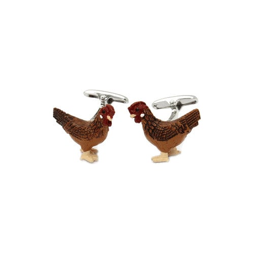 3D-Rooster Cufflinks Brown with Detail Enamel Cuff Links Image 1