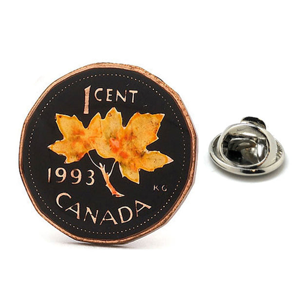 Enamel Pin Canada 1 Cent Enamel Coin Lapel Pin Tie Tack Collector Pin Royal Common Wealth Maple Leaf Travel Souvenir Image 1
