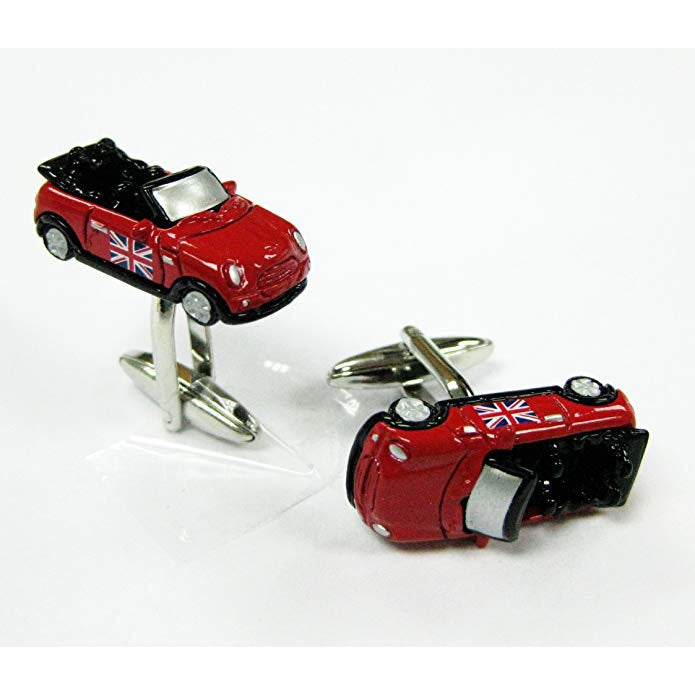 Red Union Jack Flag Convertible Mini Car Automobile Cufflinks Cuff Links Enamel 3D Detailed Design Cuff Links Gifts for Image 1