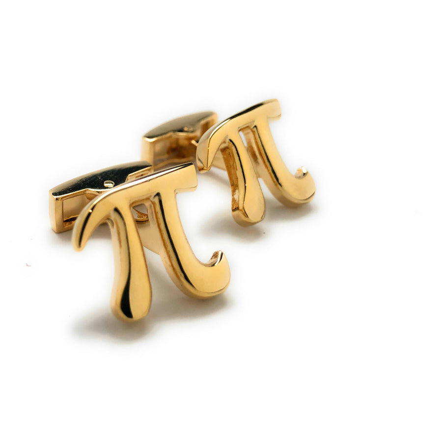 Gold PI Symbol Cufflinks Cut Out Sign Cuff Links Whale Tail Backing mad Scientist Comes with Gift Box Image 1