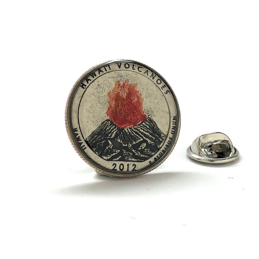 Enamel Pin Hawaii Volcanoes Lapel Pin US Quarter National Parks Enamel Coin Hand Painted Tie Tack Dress Up in Style Image 1