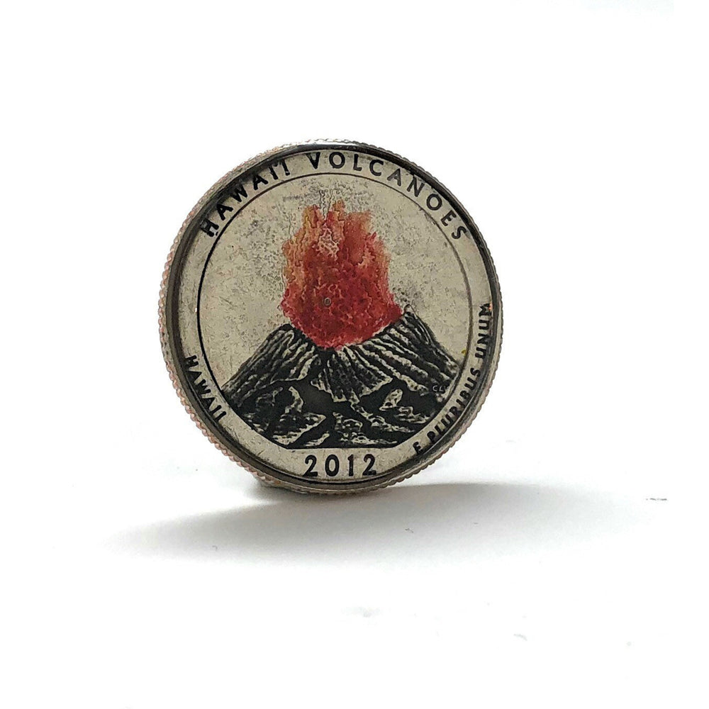 Enamel Pin Hawaii Volcanoes Lapel Pin US Quarter National Parks Enamel Coin Hand Painted Tie Tack Dress Up in Style Image 2