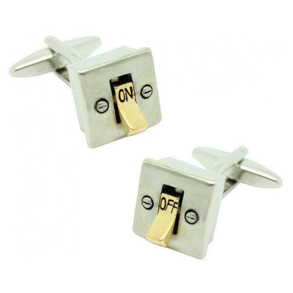 Light Switch Cufflinks Light On Off Silver Gold Cuff Links White Elephant Gifts Image 1