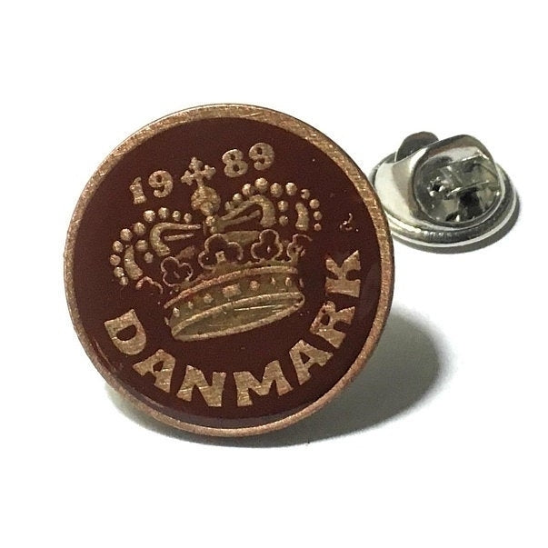 Enamel Pin Denmark Enamel Coin Tie Tack Hand Painted Tie Tack Pin Enamel Flag Crown Danish Jewelry Gift Groom Wedding Image 1
