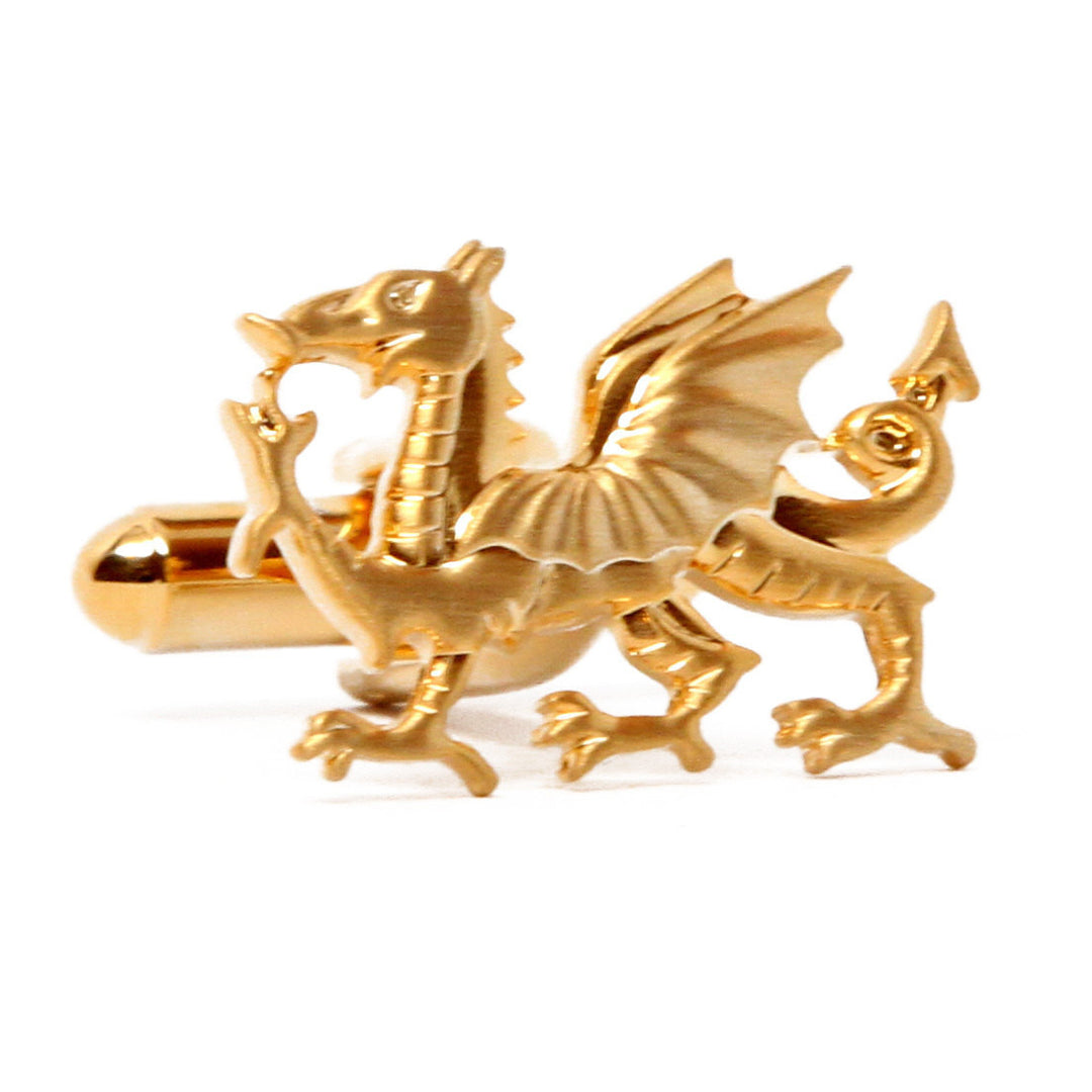 Welsh Dragon Cufflinks Gold Tone Cut Out Cuff Links Image 1