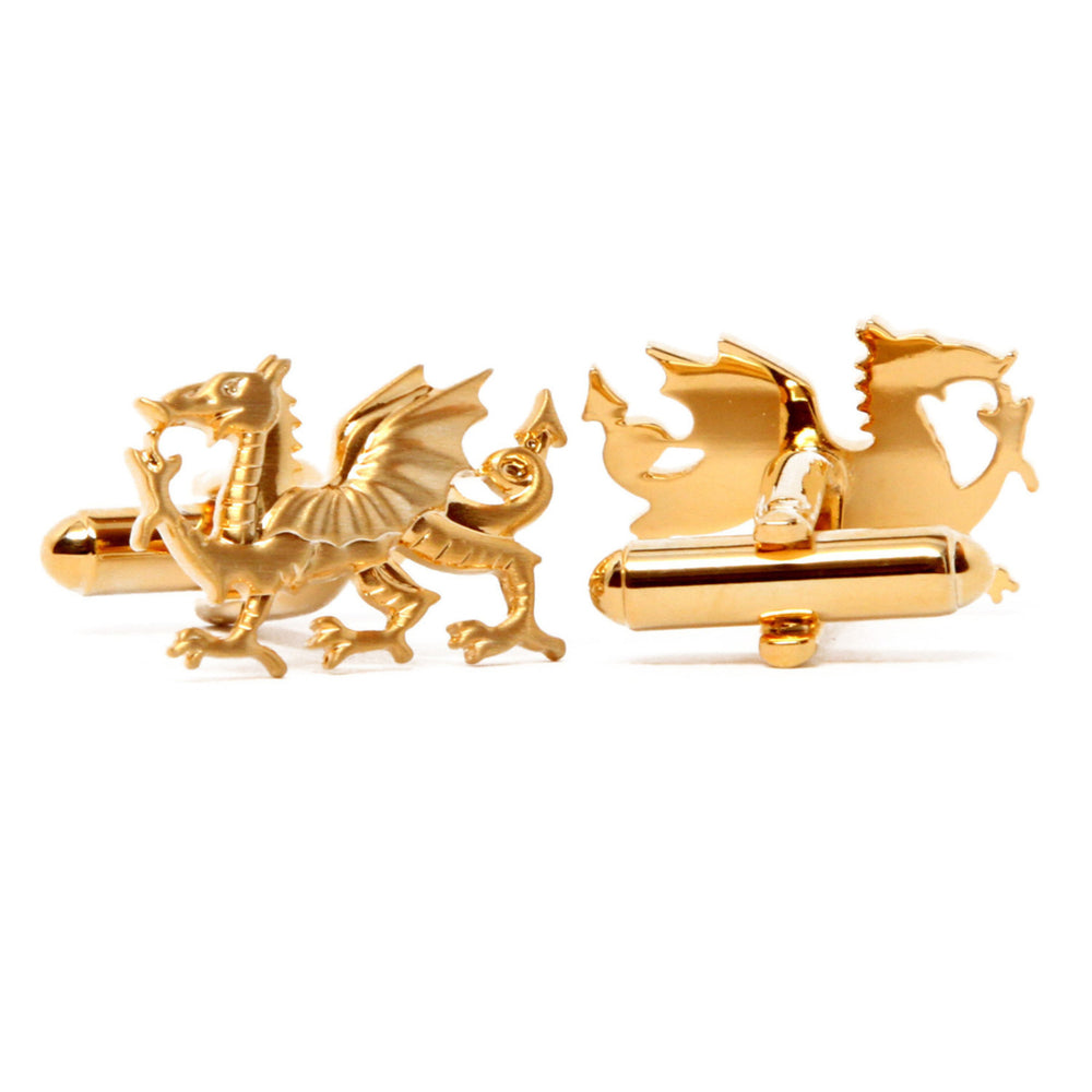 Welsh Dragon Cufflinks Gold Tone Cut Out Cuff Links Image 2