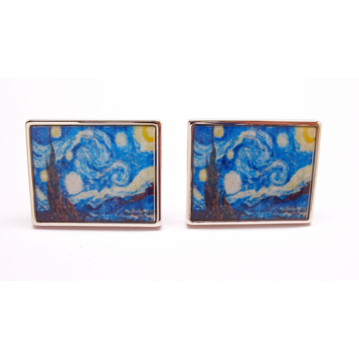 World Famous Painting Cufflinks Artwork Art Silver Tone Beautiful Fun Special Cuff Links Comes with Gift Box Image 1