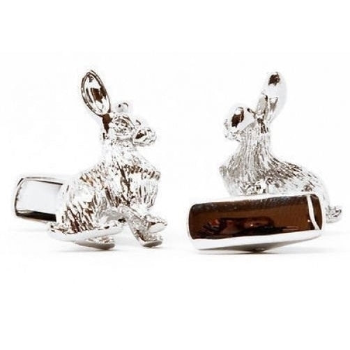 Lucky Rabbit Cufflinks Easter Bunny  Silver Tone Cuff Links Image 2
