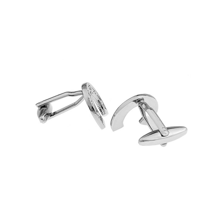 Matte Silver Lucky Horseshoe Cufflinks Fun Cool Good Luck Winning Horse Charms Cuff Links Comes with Gift Box Image 2