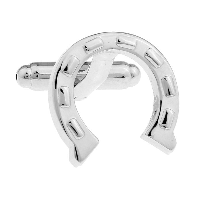 Lucky Horseshoe Cufflinks Silver Toned Lucky Charms Cuff Links Image 1