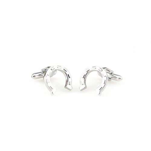 Lucky Horseshoe Cufflinks Silver Toned Lucky Charms Cuff Links Image 2