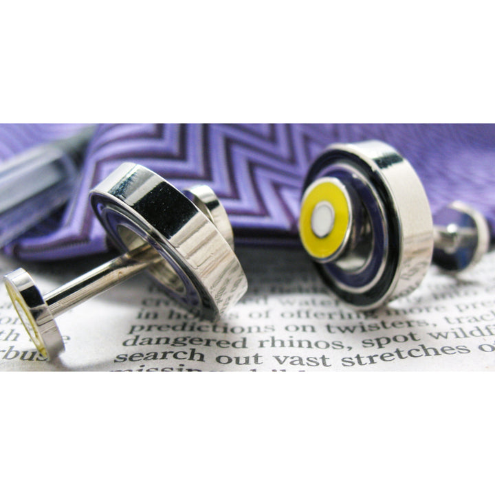 Double Target Cufflinks Reversible Multiple Style Purple Blue Yellow Cuff Links Image 4