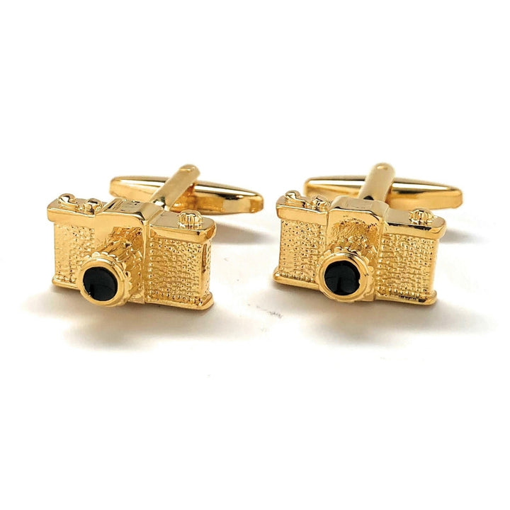 Gold Tone Camera Cufflinks Retro 35mm Retro Old School Photography Picture Buff Hobby Photographer 3D Design Cool Fun Image 4