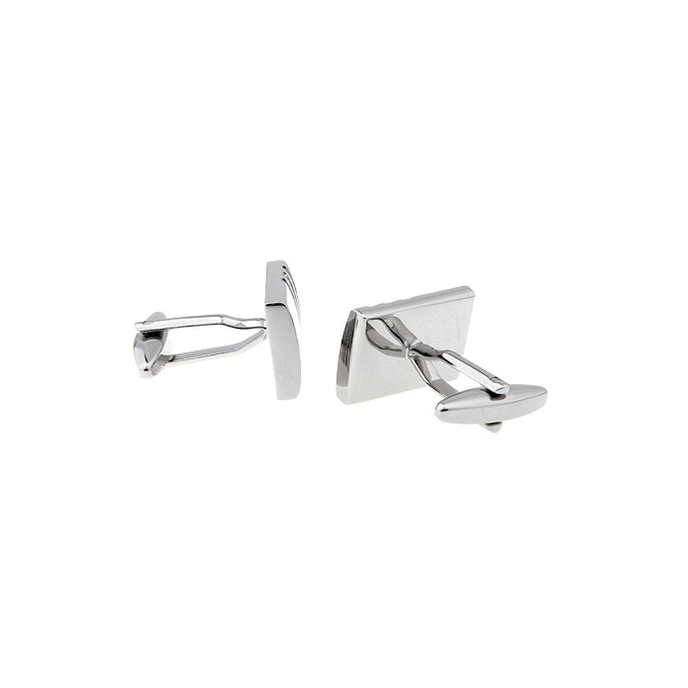 Shiny Silver Cufflinks BeJeweled Charleston Striped Classic Rectangle Cuff Links The Big Day with Gift Box Image 2