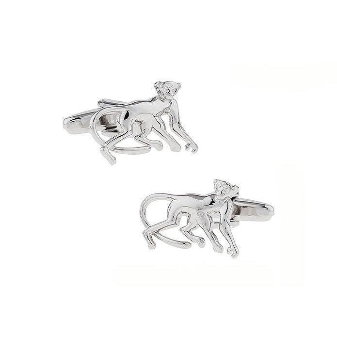 Silver Monkey Cufflinks Lucky Brings Great Luck to Wearer Chinese Zodiac Power of the Monkeys Comes with Gift Box Image 1