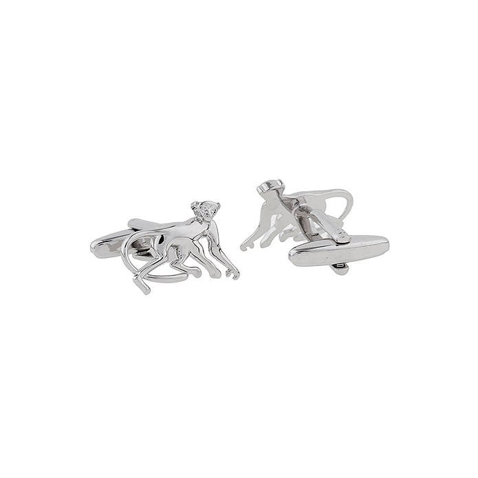 Silver Monkey Cufflinks Lucky Brings Great Luck to Wearer Chinese Zodiac Power of the Monkeys Comes with Gift Box Image 2