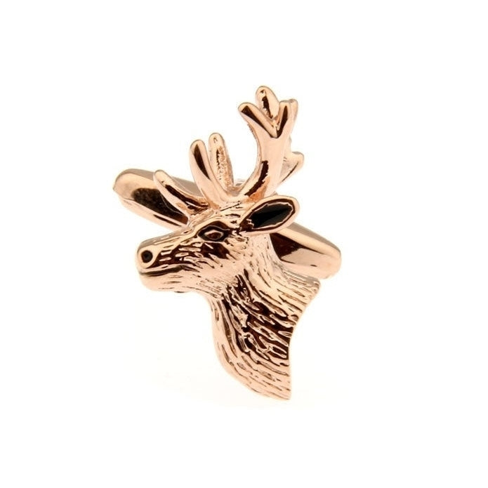 Reindeer Deer Cufflinks Rose Gold Cufflinks Santa Christmas Rudolph Red Nosed holiday Cuff Links Comes with Gift Box Image 1