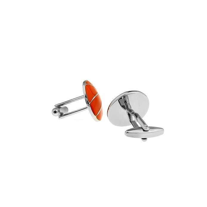 Orange with Silver Basketball Cufflinks Cuff Links Image 3