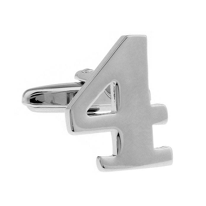 Silver Tone Number "4" Cufflinks Silver Tone  4 Cut Numbers Personal Cuff Links Image 1