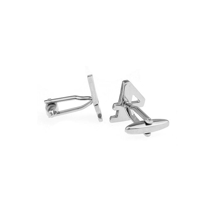 Silver Tone Number "4" Cufflinks Silver Tone  4 Cut Numbers Personal Cuff Links Image 2