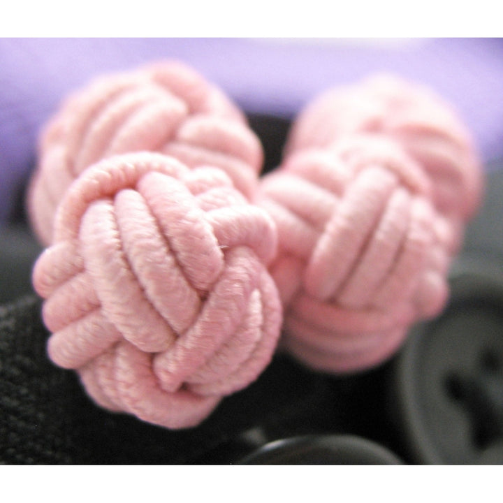 London Charm Silk Knot Cufflinks Sunset Pink Coal Black Big Ben White  Bound Cuff Links Image 3