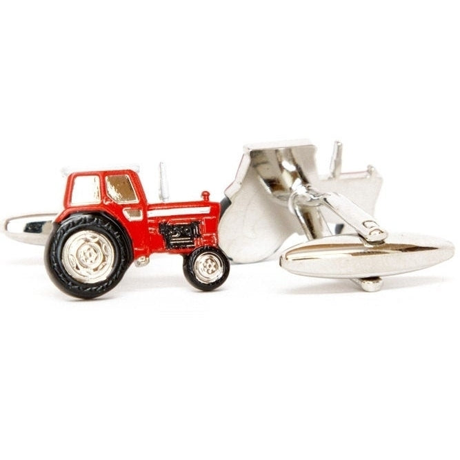 Farm Tractor Cufflinks Old School Red Enamel Cuff Links Image 2