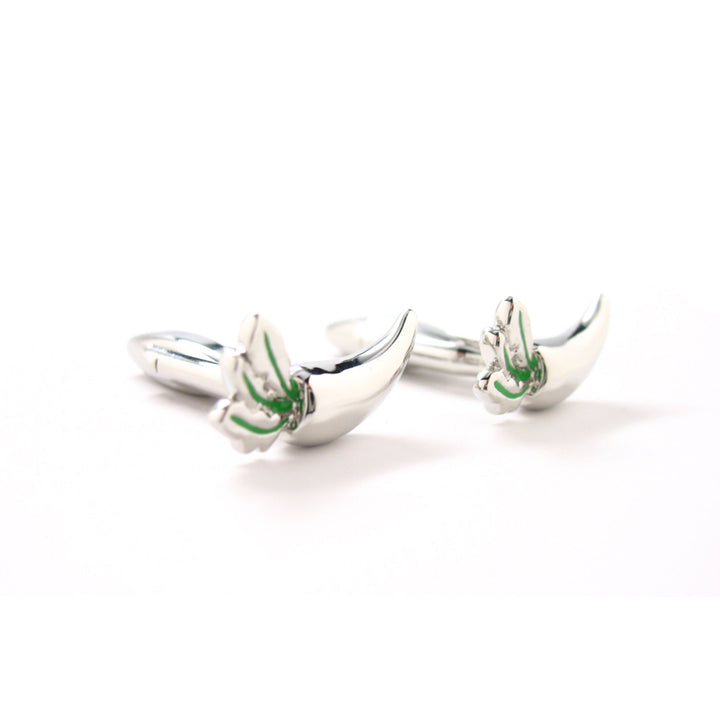 Carrot Cufflinks Food Cook Cooking Rabbit Shiny Silver Cuff Links Comes with Gift Box Image 1