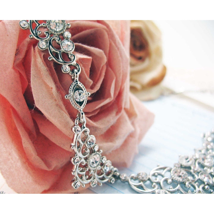 Vintage Bridal Necklace Silver Tone Sparkling Crystals Wedding Collar Necklace Spring Wedding Collection Jewelry Image 2