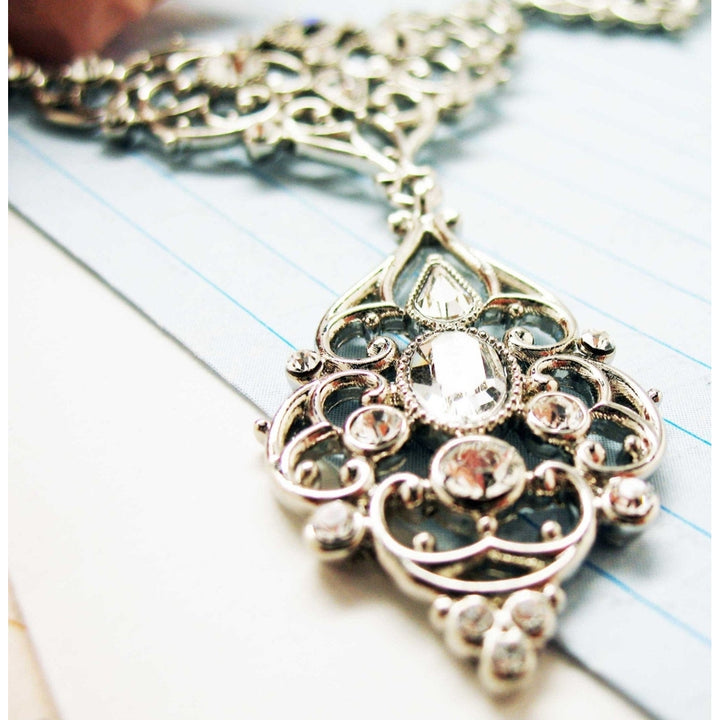 Vintage Bridal Necklace Silver Tone Sparkling Crystals Wedding Collar Necklace Spring Wedding Collection Jewelry Image 3