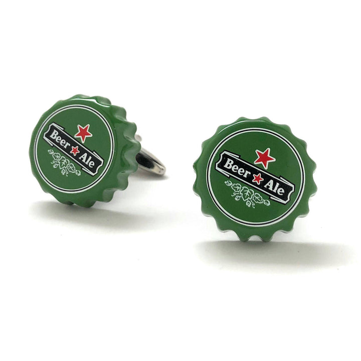 Beer Bottle Caps Cufflinks Ice Cold Beer Ale Bottle Glass Party Good Times Cuff Links Cool Fun Green Bottle Comes with Image 4