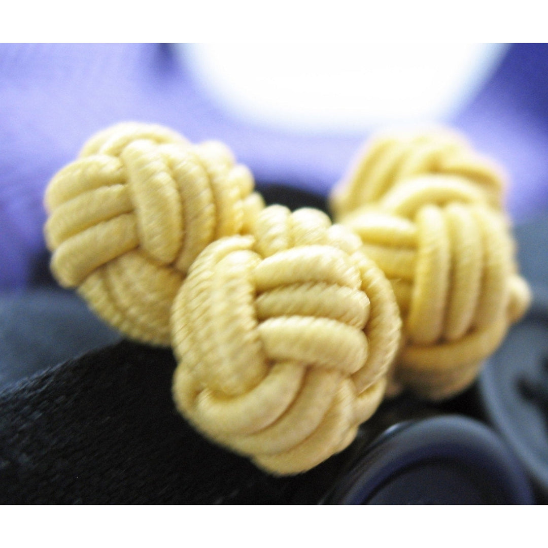 Primary Twist Silk Knot Cufflinks Classic Blue Intense Red and Sunshine Yellow  Bound Cuff Links Image 2