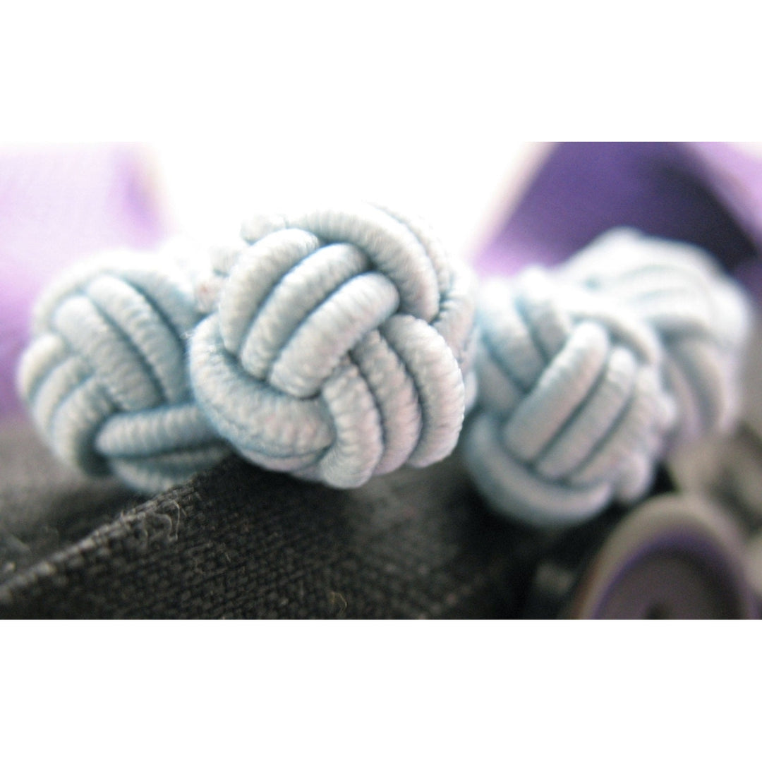 Primary Twist Silk Knot Cufflinks Classic Blue Intense Red and Sunshine Yellow  Bound Cuff Links Image 4