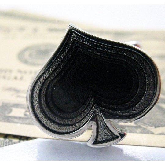 Enamel Pin Ace of Spades Lapel Pin Black Enamel Silver Background Tie Tack Image 1