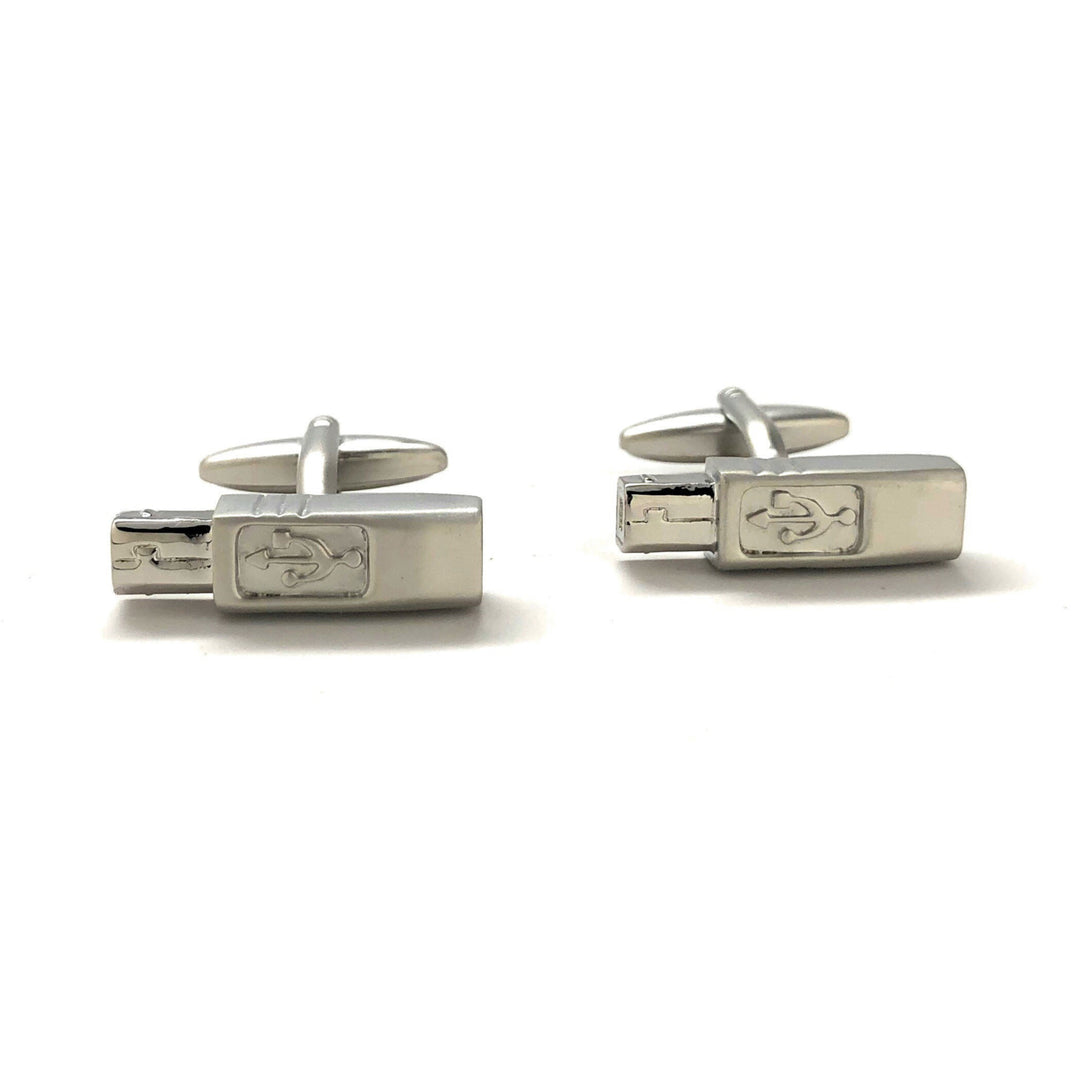 USB Cufflinks Silver USB Connector Computer Cufflinks Fun Cool Technology Cuff Links Comes with Gift Box Gifts for Dad Image 1