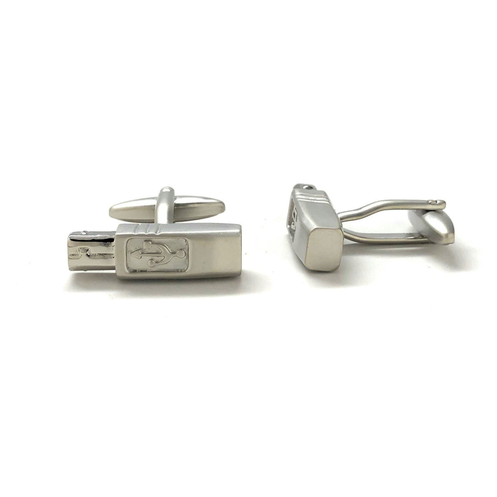 USB Cufflinks Silver USB Connector Computer Cufflinks Fun Cool Technology Cuff Links Comes with Gift Box Gifts for Dad Image 2