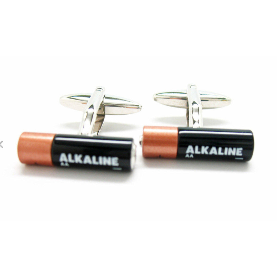Power me Up! Batteries Fun Novelty Cufflinks Battery Cool Fun Unique Alkaline Comes with Gift Box White Elephant Gifts Image 1