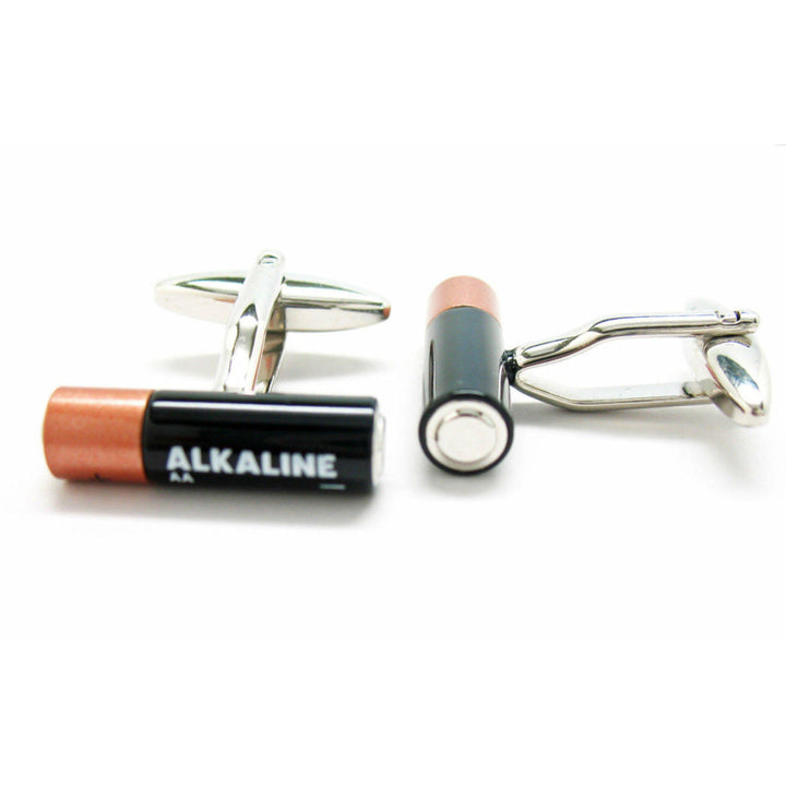 Power me Up! Batteries Fun Novelty Cufflinks Battery Cool Fun Unique Alkaline Comes with Gift Box White Elephant Gifts Image 2