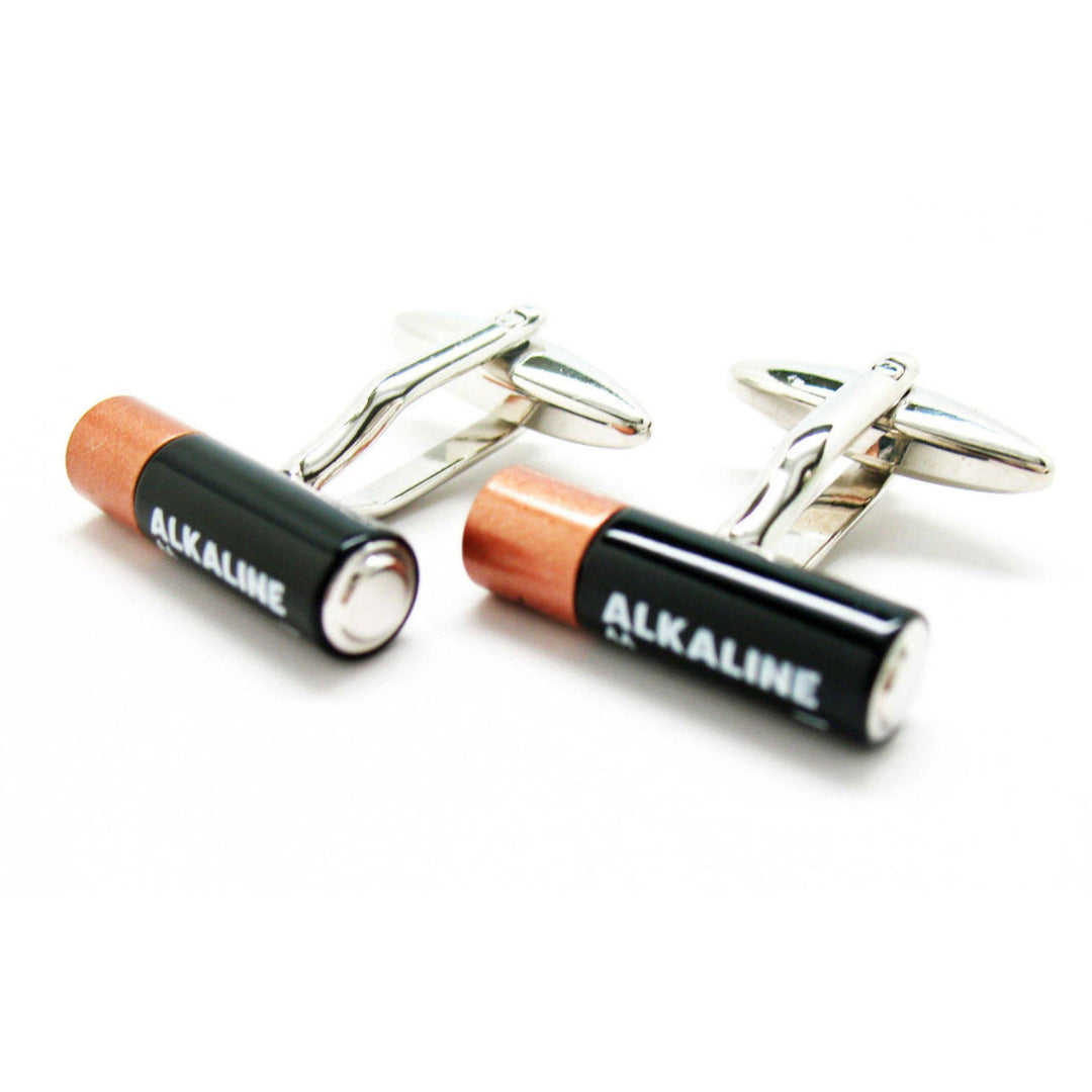 Power me Up! Batteries Fun Novelty Cufflinks Battery Cool Fun Unique Alkaline Comes with Gift Box White Elephant Gifts Image 3