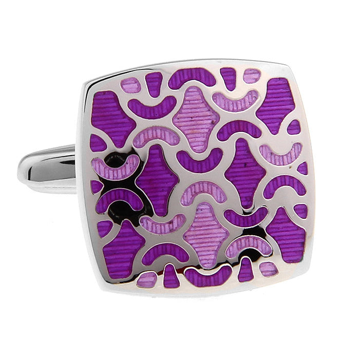 Purple Cufflinks Purple Wave Pink Enamel Silver Weave Post Cufflinks Cuff Links Custom Cufflinks Image 1