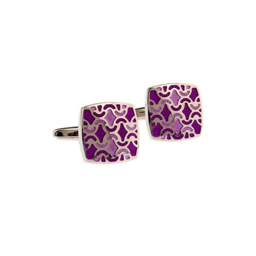 Purple Cufflinks Purple Wave Pink Enamel Silver Weave Post Cufflinks Cuff Links Custom Cufflinks Image 2