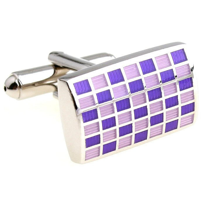 Cufflinks Silver with Purple and Pink Squares Cufflinks Cuff Links Image 1