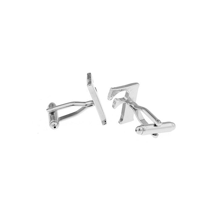 Classic "F" Cufflinks Silver Tone Initial Alaphabet Cut Letters Cuff Links Groom Father Bride Wedding Anniversary Image 2