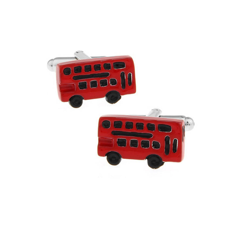 Double Decker Bus Cufflinksr London Red Buses Mass Transport United Kingdom Tourist Stop Cool Fun Unique Cuff Links Image 1