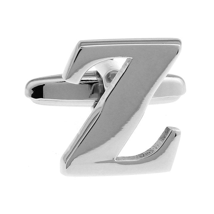 Classic "Z" Cufflinks Silver Tone Initial Alaphabet Cut Letters Z Cuff Links Groom Father Bride Wedding  Box Fathers Day Image 1